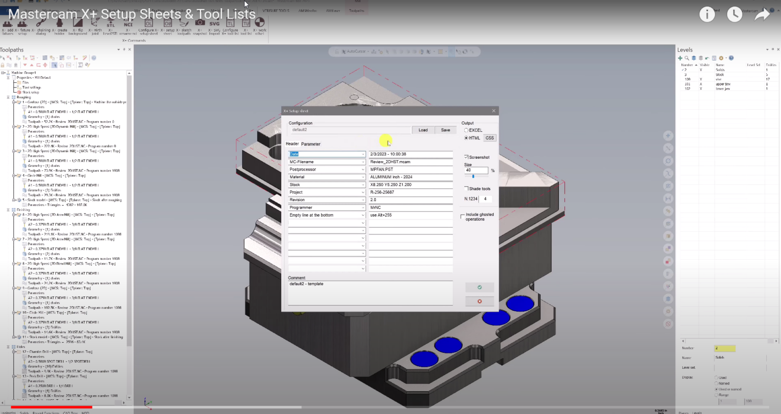 Mastercam X Setup Sheets And Tool Lists