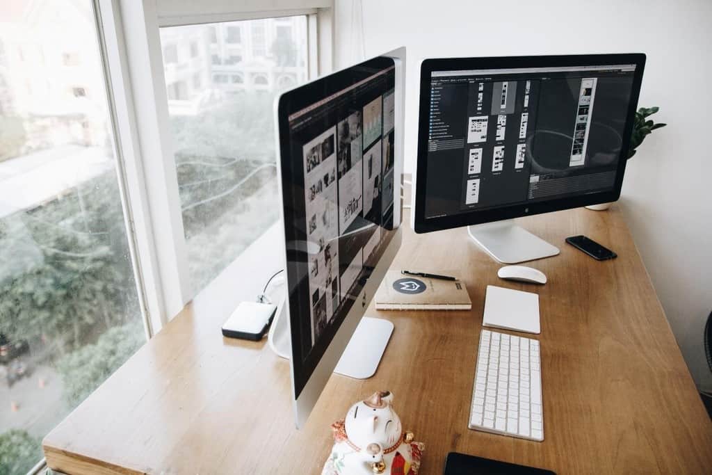 monitors on desk